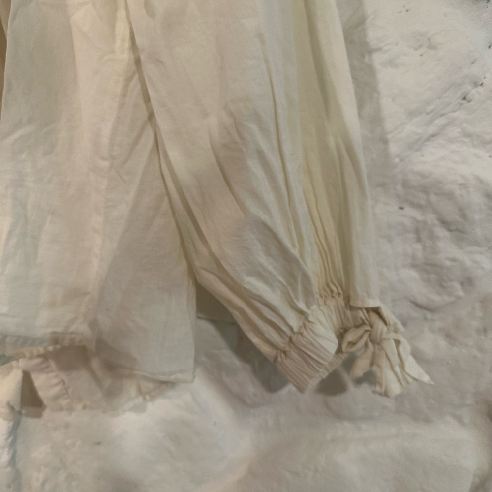 Sea Cream Ruffled Pintuck Long Sleeve Blouse - Picture 5 of 8